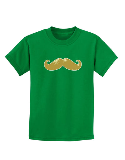 Big Gold Blonde Mustache Childrens Dark T-Shirt-Childrens T-Shirt-TooLoud-Kelly-Green-X-Small-Davson Sales