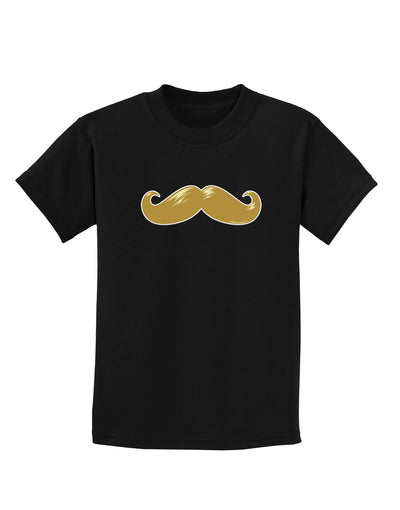 Big Gold Blonde Mustache Childrens Dark T-Shirt-Childrens T-Shirt-TooLoud-Black-X-Small-Davson Sales