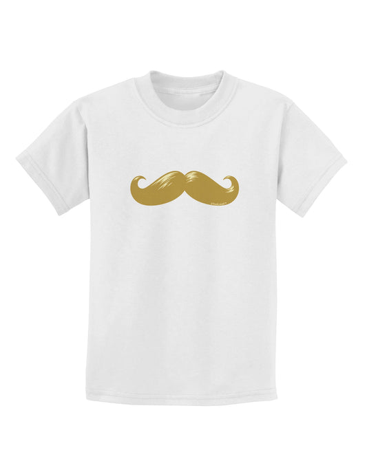 Big Gold Blonde Mustache Childrens T-Shirt-Childrens T-Shirt-TooLoud-White-X-Small-Davson Sales