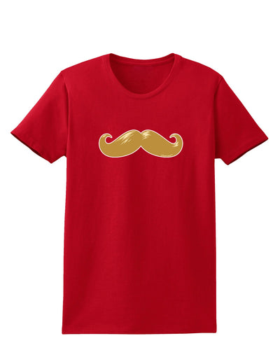 Big Gold Blonde Mustache Womens Dark T-Shirt-TooLoud-Red-X-Small-Davson Sales