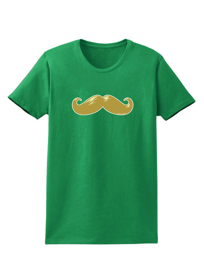 Big Gold Blonde Mustache Womens Dark T-Shirt-TooLoud-Kelly-Green-X-Small-Davson Sales