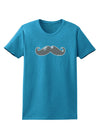 Big Gray Mustache Womens Dark T-Shirt-TooLoud-Turquoise-X-Small-Davson Sales