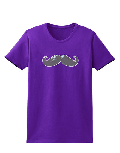 Big Gray Mustache Womens Dark T-Shirt-TooLoud-Purple-X-Small-Davson Sales