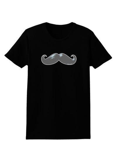 Big Gray Mustache Womens Dark T-Shirt-TooLoud-Black-X-Small-Davson Sales