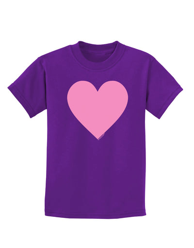 Big Pink Heart Valentine's Day Childrens Dark T-Shirt-Childrens T-Shirt-TooLoud-Purple-X-Small-Davson Sales