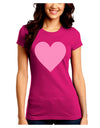 Big Pink Heart Valentine's Day Juniors Crew Dark T-Shirt-T-Shirts Juniors Tops-TooLoud-Hot-Pink-Juniors Fitted Small-Davson Sales