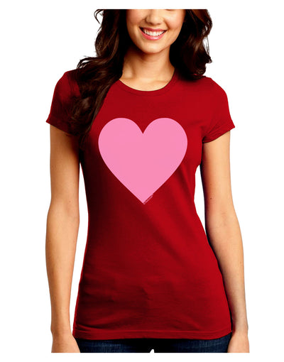 Big Pink Heart Valentine's Day Juniors Crew Dark T-Shirt-T-Shirts Juniors Tops-TooLoud-Red-Juniors Fitted Small-Davson Sales