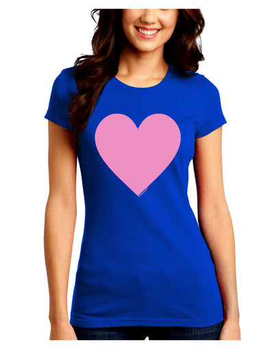 Big Pink Heart Valentine's Day Juniors Crew Dark T-Shirt-T-Shirts Juniors Tops-TooLoud-Royal-Blue-Juniors Fitted Small-Davson Sales