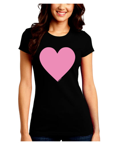 Big Pink Heart Valentine's Day Juniors Crew Dark T-Shirt-T-Shirts Juniors Tops-TooLoud-Black-Juniors Fitted Small-Davson Sales