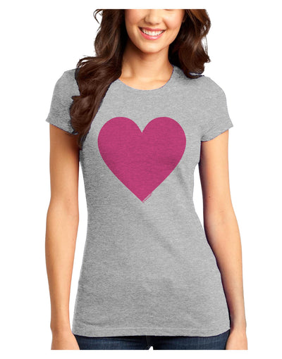 Big Pink Heart Valentine's Day Juniors T-Shirt-Womens Juniors T-Shirt-TooLoud-Ash-Gray-Juniors Fitted X-Small-Davson Sales