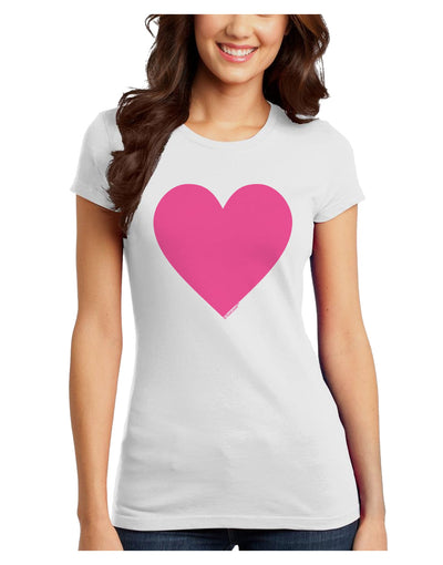 Big Pink Heart Valentine's Day Juniors T-Shirt-Womens Juniors T-Shirt-TooLoud-White-Juniors Fitted X-Small-Davson Sales