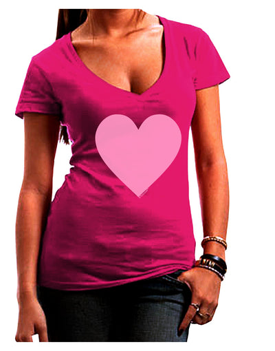 Big Pink Heart Valentine's Day Juniors V-Neck Dark T-Shirt-Womens V-Neck T-Shirts-TooLoud-Hot-Pink-Juniors Fitted Small-Davson Sales