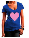 Big Pink Heart Valentine's Day Juniors V-Neck Dark T-Shirt-Womens V-Neck T-Shirts-TooLoud-Royal-Blue-Juniors Fitted Small-Davson Sales