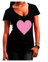 Big Pink Heart Valentine's Day Juniors V-Neck Dark T-Shirt-Womens V-Neck T-Shirts-TooLoud-Black-Juniors Fitted Small-Davson Sales