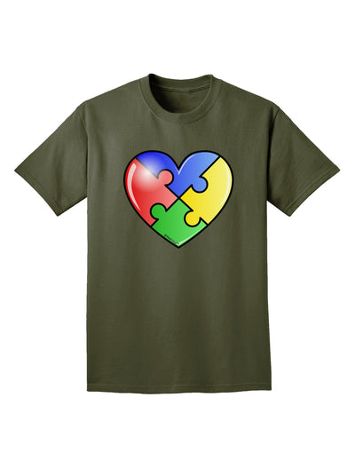 Big Puzzle Heart - Autism Awareness Adult Dark T-Shirt by TooLoud-Mens T-Shirt-TooLoud-Military-Green-Small-Davson Sales