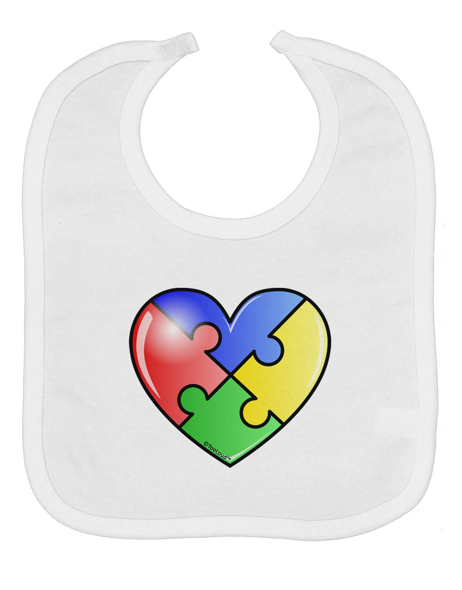 Big Puzzle Heart - Autism Awareness Baby Bib by TooLoud