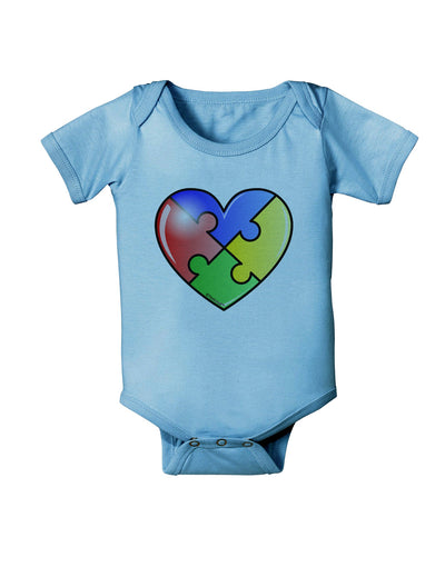 Big Puzzle Heart - Autism Awareness Baby Romper Bodysuit by TooLoud-Baby Romper-TooLoud-Light-Blue-06-Months-Davson Sales