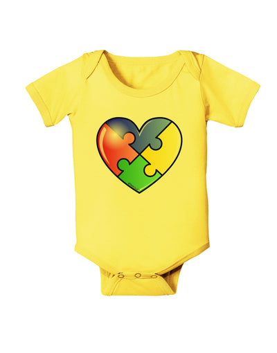 Big Puzzle Heart - Autism Awareness Baby Romper Bodysuit by TooLoud-Baby Romper-TooLoud-Yellow-06-Months-Davson Sales