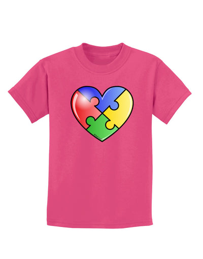 Big Puzzle Heart - Autism Awareness Childrens Dark T-Shirt by TooLoud-Childrens T-Shirt-TooLoud-Sangria-X-Small-Davson Sales