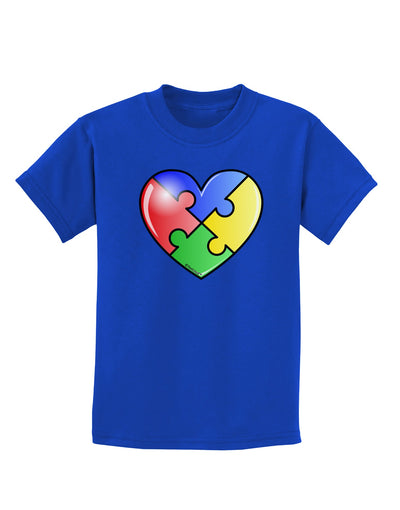 Big Puzzle Heart - Autism Awareness Childrens Dark T-Shirt by TooLoud-Childrens T-Shirt-TooLoud-Royal-Blue-X-Small-Davson Sales