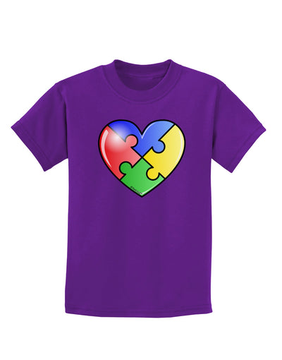 Big Puzzle Heart - Autism Awareness Childrens Dark T-Shirt by TooLoud-Childrens T-Shirt-TooLoud-Purple-X-Small-Davson Sales