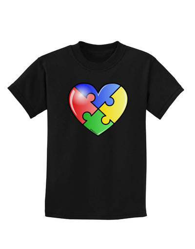 Big Puzzle Heart - Autism Awareness Childrens Dark T-Shirt by TooLoud-Childrens T-Shirt-TooLoud-Black-X-Small-Davson Sales