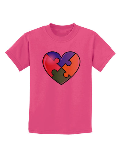 Big Puzzle Heart - Autism Awareness Childrens T-Shirt by TooLoud-Childrens T-Shirt-TooLoud-Sangria-X-Small-Davson Sales