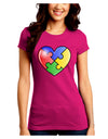 Big Puzzle Heart - Autism Awareness Juniors Crew Dark T-Shirt by TooLoud-T-Shirts Juniors Tops-TooLoud-Hot-Pink-Juniors Fitted Small-Davson Sales