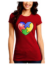 Big Puzzle Heart - Autism Awareness Juniors Crew Dark T-Shirt by TooLoud-T-Shirts Juniors Tops-TooLoud-Red-Juniors Fitted Small-Davson Sales