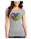 Big Puzzle Heart - Autism Awareness Juniors T-Shirt by TooLoud-Womens Juniors T-Shirt-TooLoud-Ash-Gray-Juniors Fitted X-Small-Davson Sales