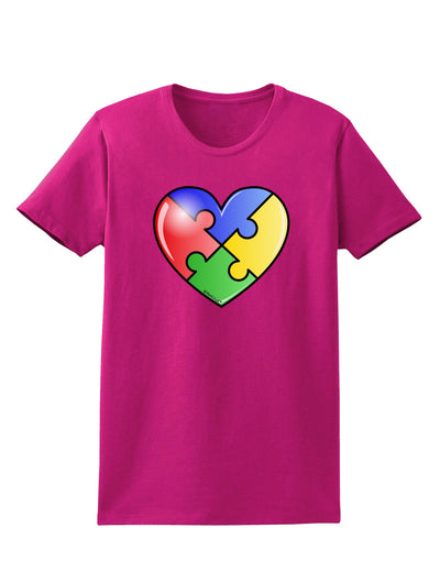 Big Puzzle Heart - Autism Awareness Womens Dark T-Shirt by TooLoud-Womens T-Shirt-TooLoud-Hot-Pink-Small-Davson Sales