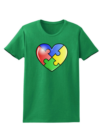 Big Puzzle Heart - Autism Awareness Womens Dark T-Shirt by TooLoud-Womens T-Shirt-TooLoud-Kelly-Green-X-Small-Davson Sales