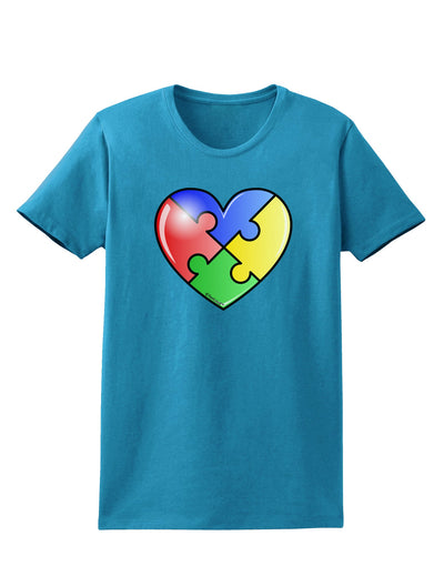 Big Puzzle Heart - Autism Awareness Womens Dark T-Shirt by TooLoud-Womens T-Shirt-TooLoud-Turquoise-X-Small-Davson Sales