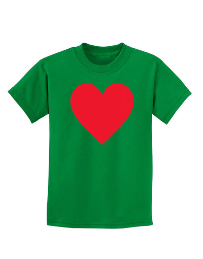 Big Red Heart Valentine's Day Childrens Dark T-Shirt-Childrens T-Shirt-TooLoud-Kelly-Green-X-Small-Davson Sales