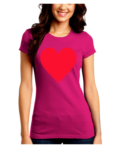 Big Red Heart Valentine's Day Juniors Crew Dark T-Shirt-T-Shirts Juniors Tops-TooLoud-Hot-Pink-Juniors Fitted Small-Davson Sales