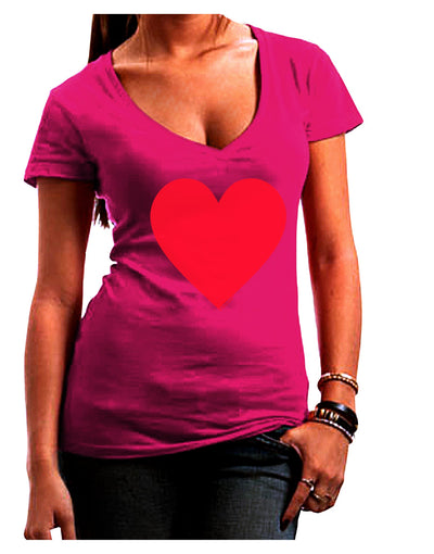 Big Red Heart Valentine's Day Juniors V-Neck Dark T-Shirt-Womens V-Neck T-Shirts-TooLoud-Hot-Pink-Juniors Fitted Small-Davson Sales