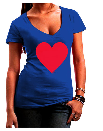 Big Red Heart Valentine's Day Juniors V-Neck Dark T-Shirt-Womens V-Neck T-Shirts-TooLoud-Royal-Blue-Juniors Fitted Small-Davson Sales