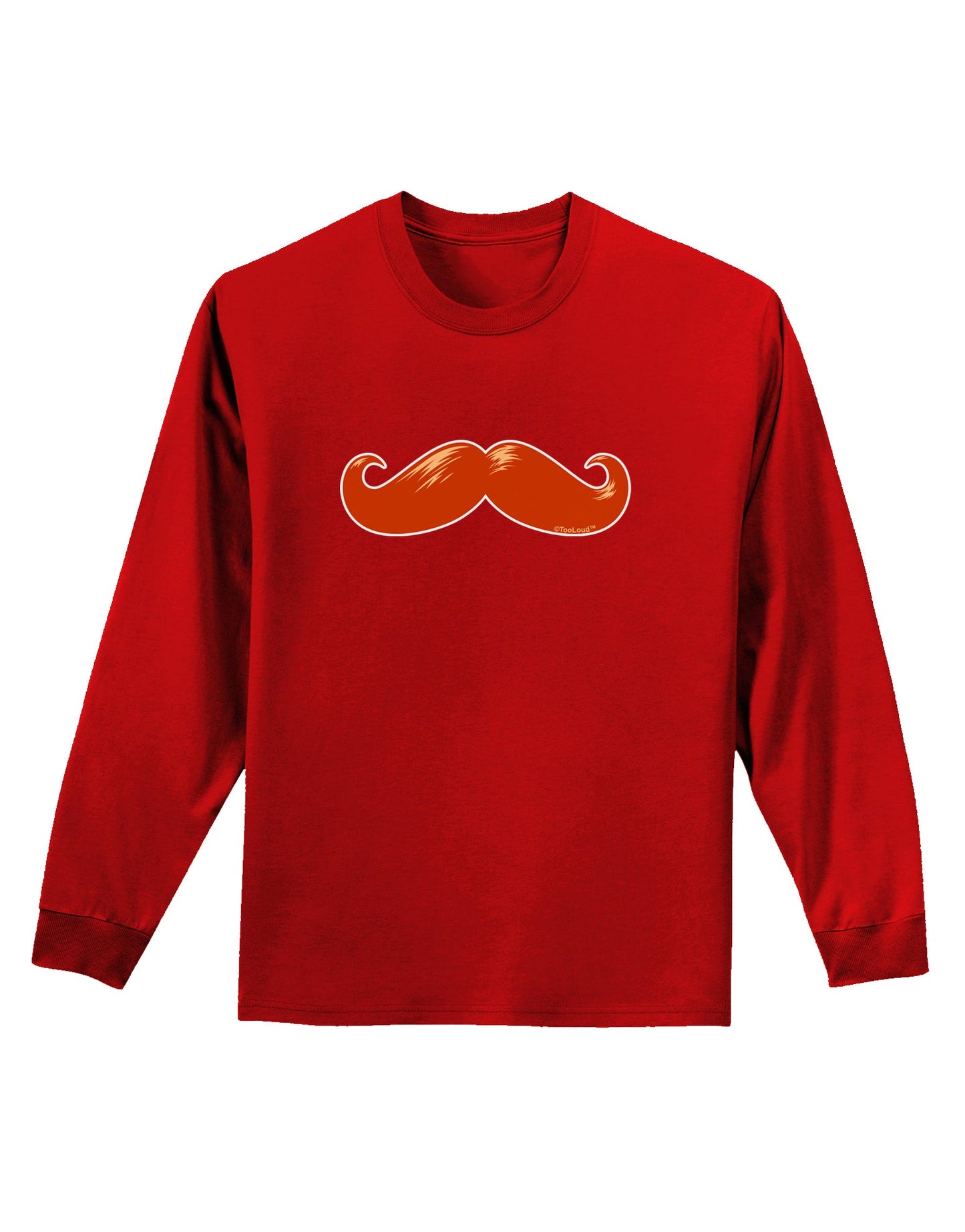 Big Redhead Mustache Adult Long Sleeve Dark T-Shirt-TooLoud-Red-Small-Davson Sales