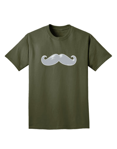 Big Silver White Mustache Adult Dark T-Shirt-Mens T-Shirt-TooLoud-Military-Green-Small-Davson Sales