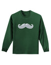 Big Silver White Mustache Adult Long Sleeve Dark T-Shirt-TooLoud-Dark-Green-Small-Davson Sales