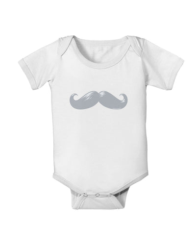 Big Silver White Mustache Baby Romper Bodysuit-Baby Romper-TooLoud-White-06-Months-Davson Sales