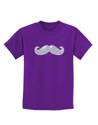 Big Silver White Mustache Childrens Dark T-Shirt-Childrens T-Shirt-TooLoud-Purple-X-Small-Davson Sales