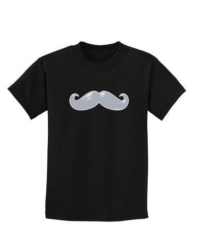 Big Silver White Mustache Childrens Dark T-Shirt-Childrens T-Shirt-TooLoud-Black-X-Small-Davson Sales