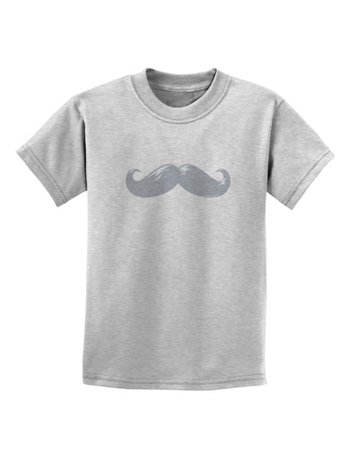 Big Silver White Mustache Childrens T-Shirt-Childrens T-Shirt-TooLoud-AshGray-X-Small-Davson Sales