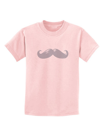 Big Silver White Mustache Childrens T-Shirt-Childrens T-Shirt-TooLoud-PalePink-X-Small-Davson Sales