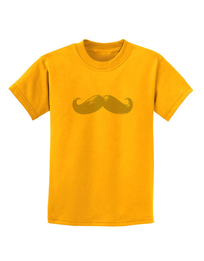 Big Silver White Mustache Childrens T-Shirt-Childrens T-Shirt-TooLoud-Gold-X-Small-Davson Sales