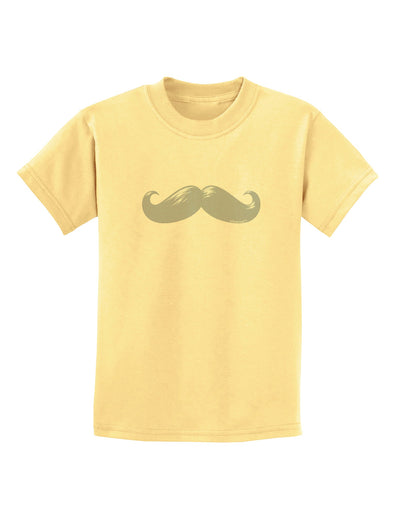 Big Silver White Mustache Childrens T-Shirt-Childrens T-Shirt-TooLoud-Daffodil-Yellow-X-Small-Davson Sales