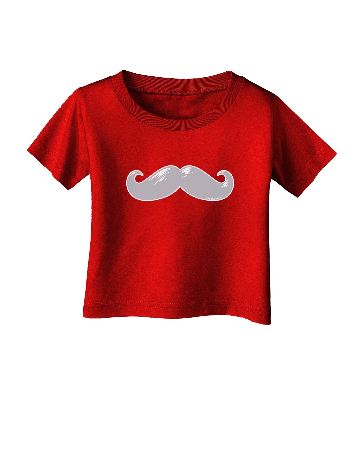 Big Silver White Mustache Infant T-Shirt Dark-Infant T-Shirt-TooLoud-Red-06-Months-Davson Sales