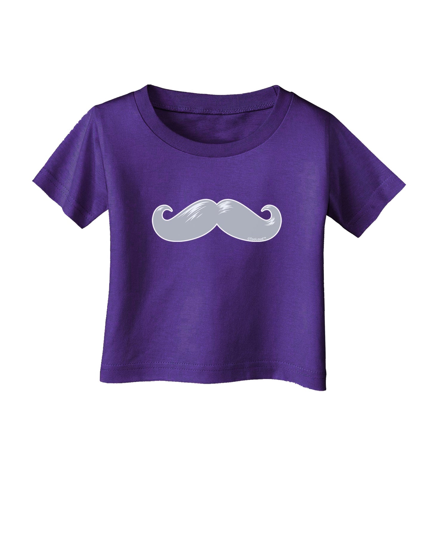 Big Silver White Mustache Infant T-Shirt Dark-Infant T-Shirt-TooLoud-Purple-06-Months-Davson Sales
