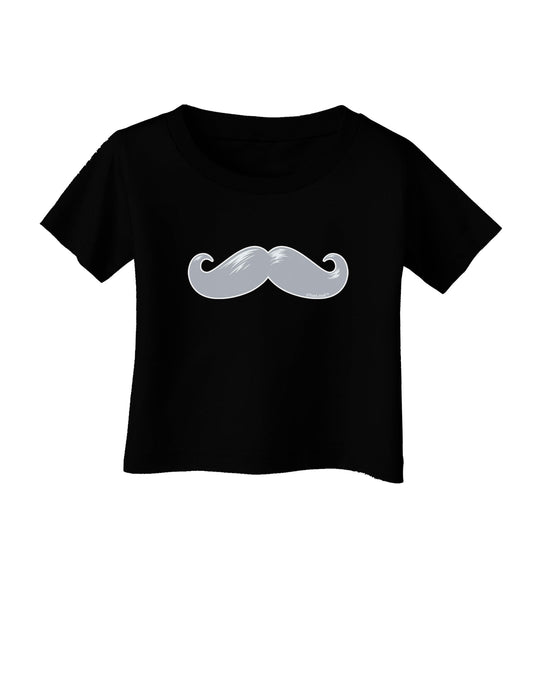 Big Silver White Mustache Infant T-Shirt Dark-Infant T-Shirt-TooLoud-Black-06-Months-Davson Sales